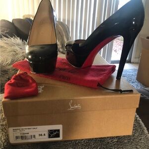 Christian Louboutin Black and Red Patent Heels